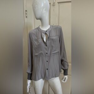 LOLA + SOPHIE NWT! Grey Silky Buttoned Long Sleeve Shirt Sz S Reg $165!